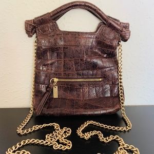 Foley + Corinna Tiny City Tote Brown Leather Croc